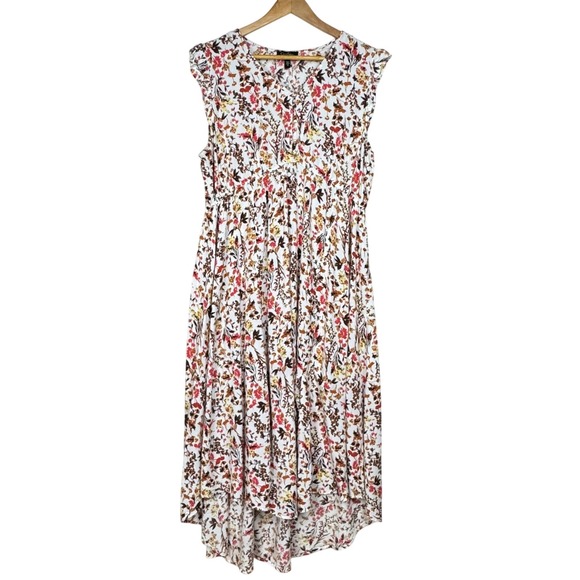 Jessica Simpson Hi-Lo Midi Dress Womens XL Floral Viscose Boho Chic Whimsical - Picture 1 of 7
